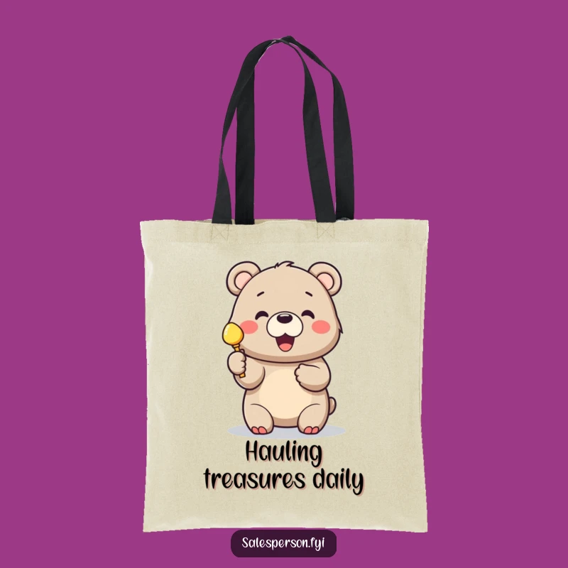 Funny Bear Shiny Object Tote Bag - Cheerful & Practical Gift for Bear Fans