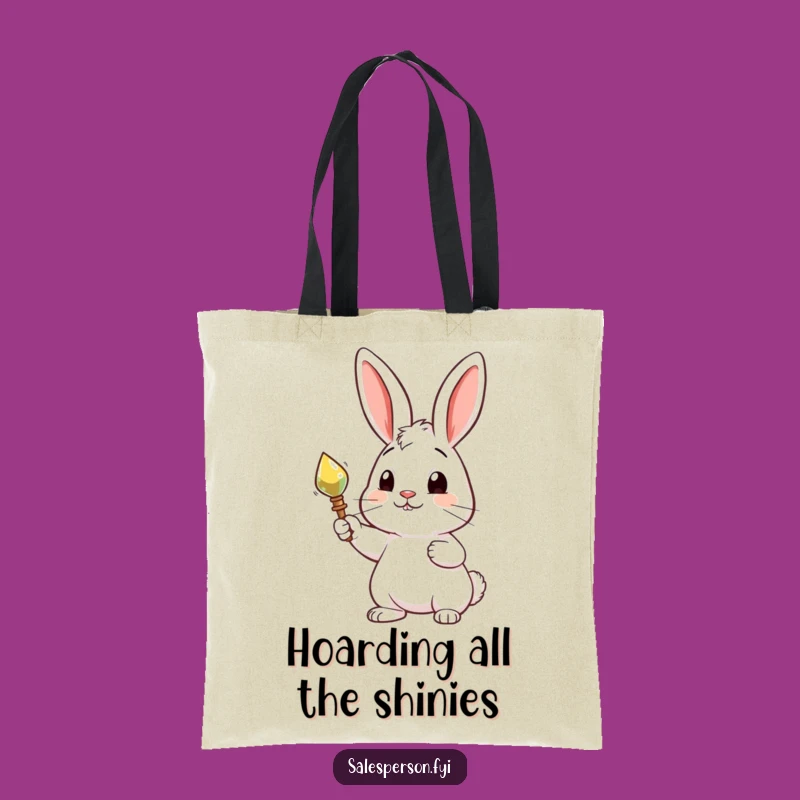 Funny Rabbit Shiny Object Tote Bag - Curious Accessory, Perfect Gift
